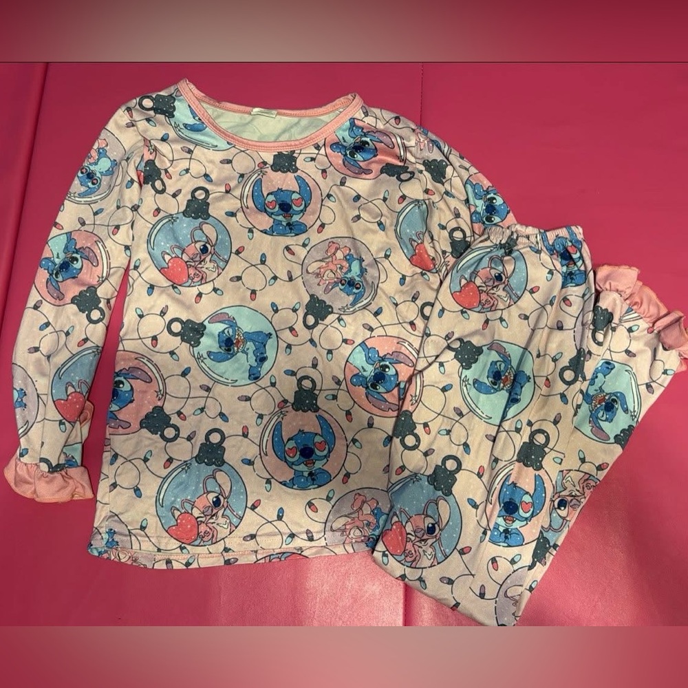 Kids Cartoon Print Pajamas - Pink and Blue